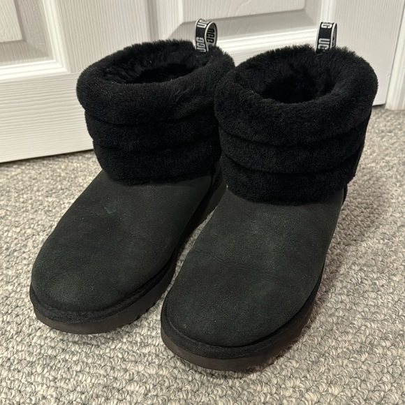 Classic Black Uggs with Fur - Picture 1 of 4